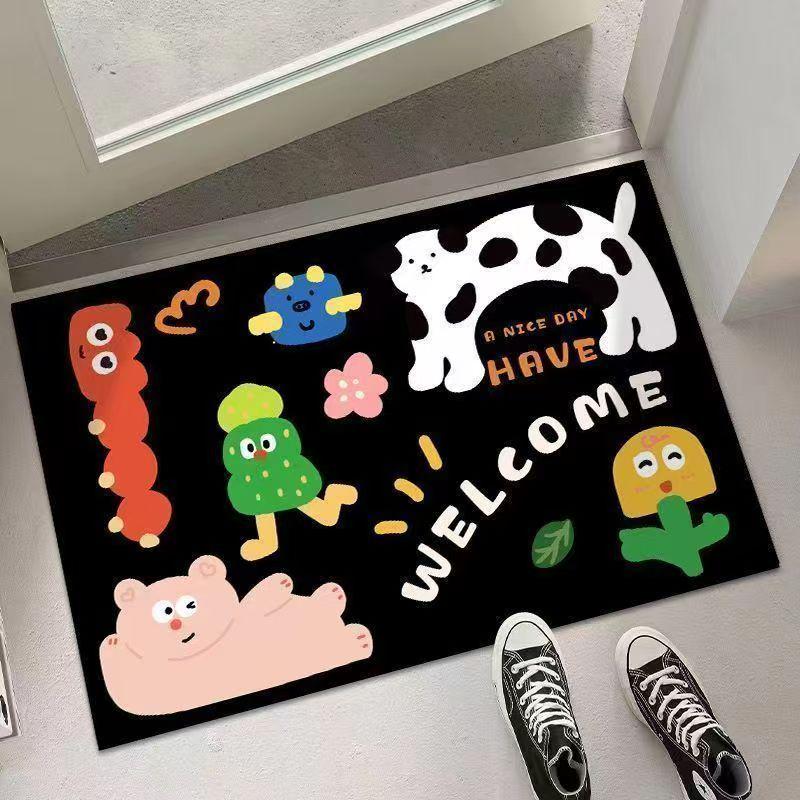 Quick-Dry Black Cat Diatom Mud Bathroom Mat - Non-slip, Wear-resistant, and Water-Absorbing with Cartoon Design 30x40 [Diatom Mud Upgraded Version]