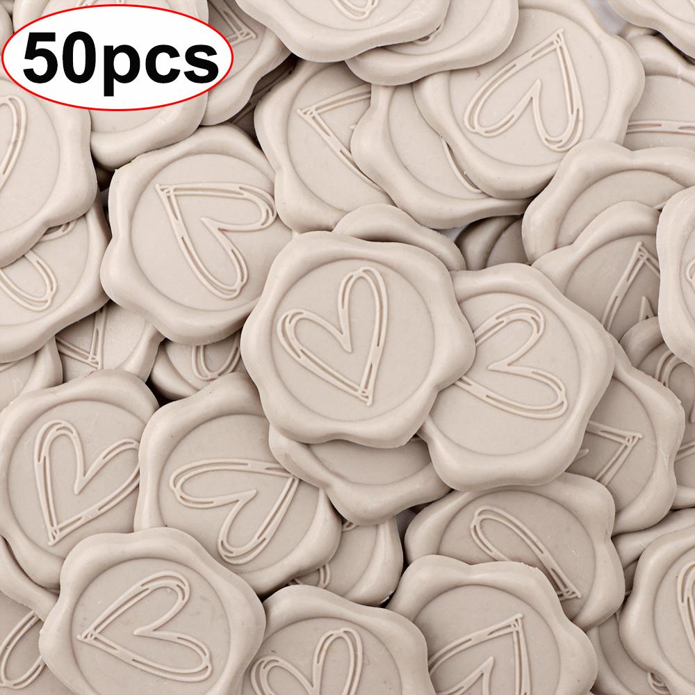 

50pcs Heart Wax Seal Stickers, Envelope Seals Self Adhesive Stickers for Wedding Party Birthday Christmas(Green, Beige, White)