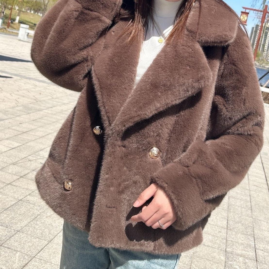

Women s Furry Cardigan Coat - Cute, Versatile, Warm, Thickened Outerwear for Autumn & Winter L (50-57 kg)