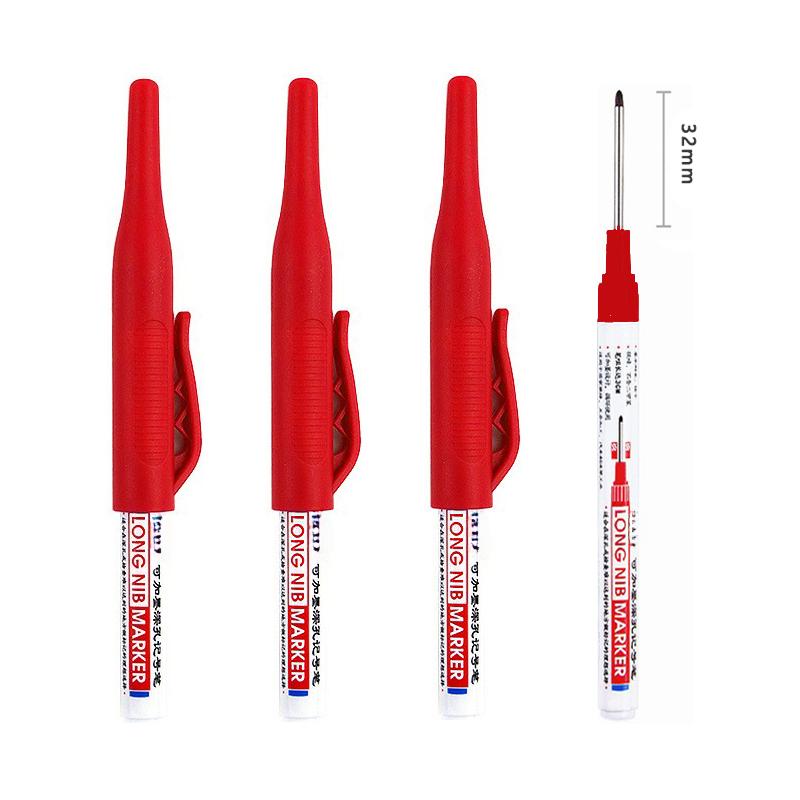 4 Teile/satz 32mm Tiefe Loch Lange Nib Kopf Marker Für Metall Perforieren Stift Wasserdicht Badezimmer Holzbearbeitung Dekoration Multi-Zweck
