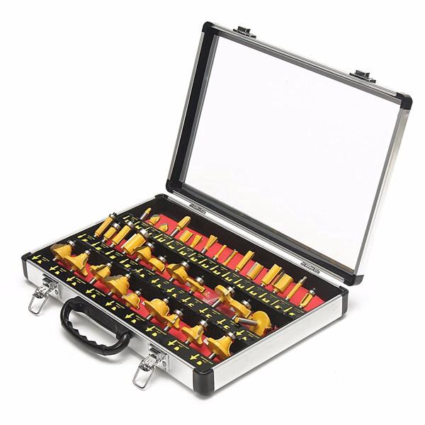 35PCS 1/4 Inch Wood Milling Cutter Shank Router Bit Set Trimming Machine Tool for Electric Trimmer Wood Work Cutting Kit
