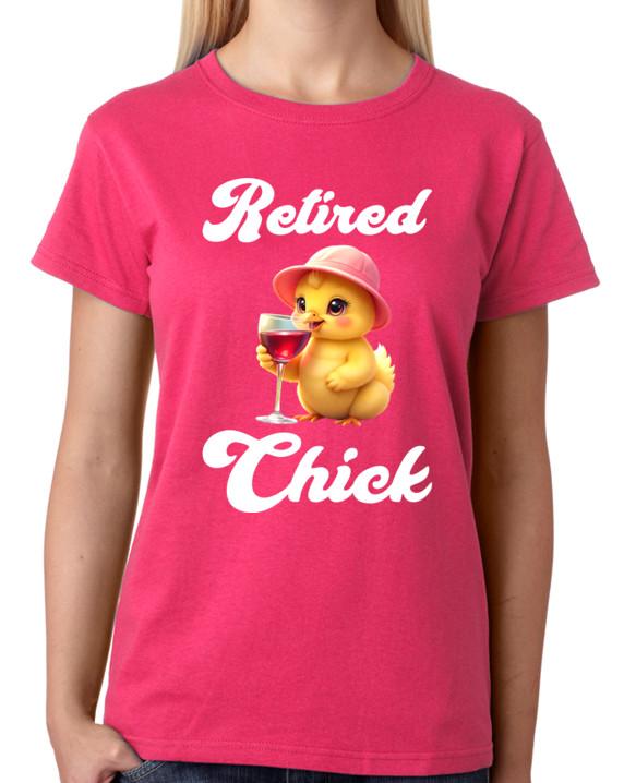 

Retired Chick T-Shirt Ladies Wine Tee Womens Top XL