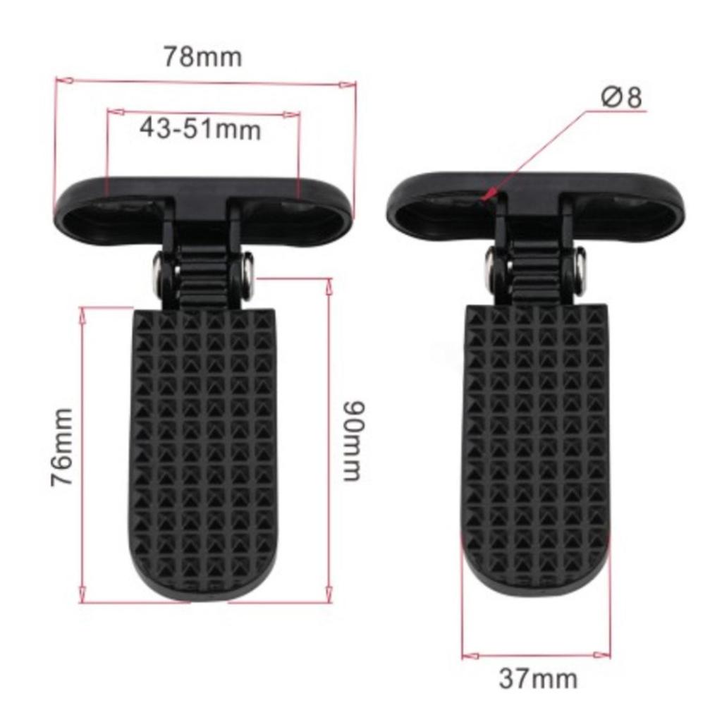 2 Pieces Bike Rear Pedals Nonslip Aluminum Alloy Folding Easy Installation Universal Electric Bike Foot Pegs Accessories