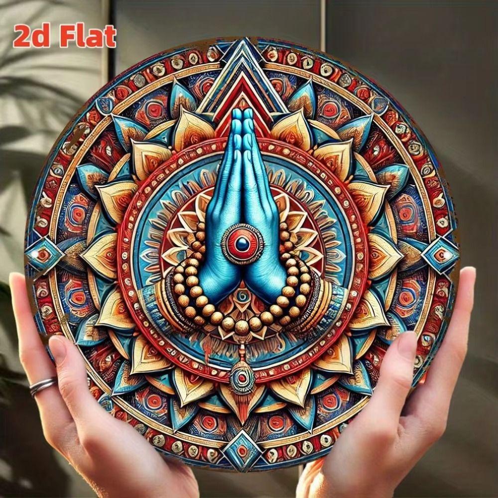 Tin Art Painting Metal Wall Decor 20x20cm Handmade Craft Home Decorative Plate