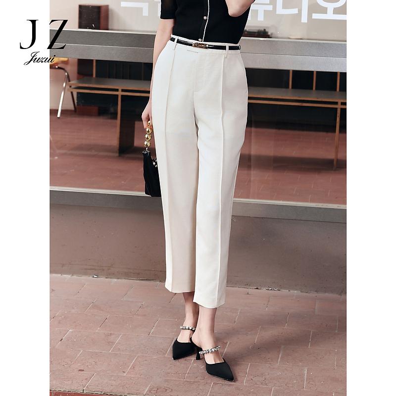 JZ Jiuzi Light Workplace Pearl White Vinegar Fiber Pants