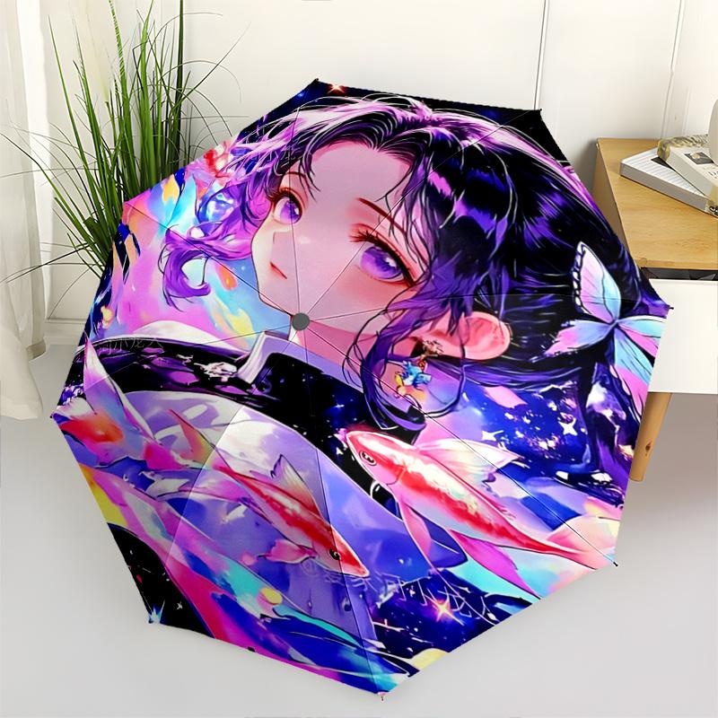 1pc Fantasy Butterfly & Fish Design Automatic Opening/Closing Umbrella, Portable Folding Design, 8-Bone Iron Frame Outdoor Umbrella, Ideal Festiv