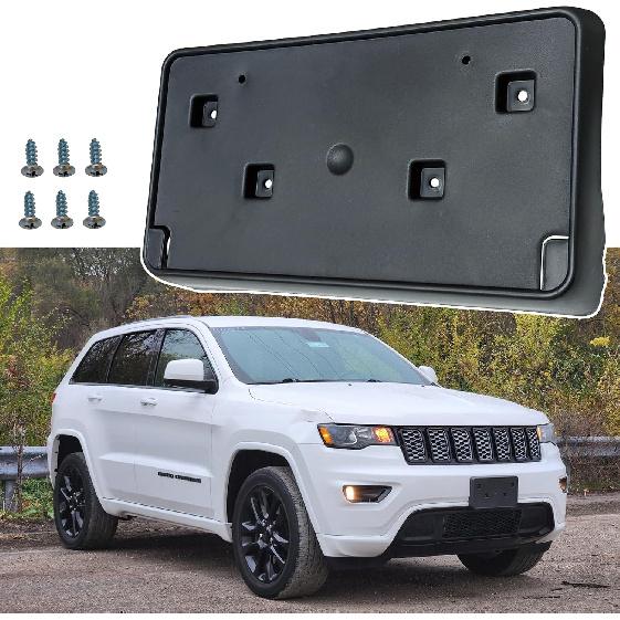 Front License Plate Frame for Jeep Grand Cherokee Type 1 2017 2018 2019 2020 2021 for Jeep Grand Cherokee WK 2022 Front Bumper License Plate Holder for 17-21 Grand Cherokee