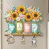 Flower Wooden Diamond Art Hanging Hooks Punch Free Diamond Art Craft Wall Hooks Diamond Painting Hook Rail for Beginners Adults