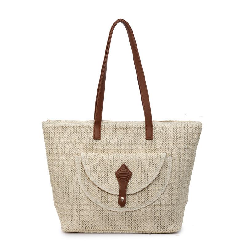 Minimalist Woven Straw Bag For Summer Beach Vacation With Large Capacity For Women