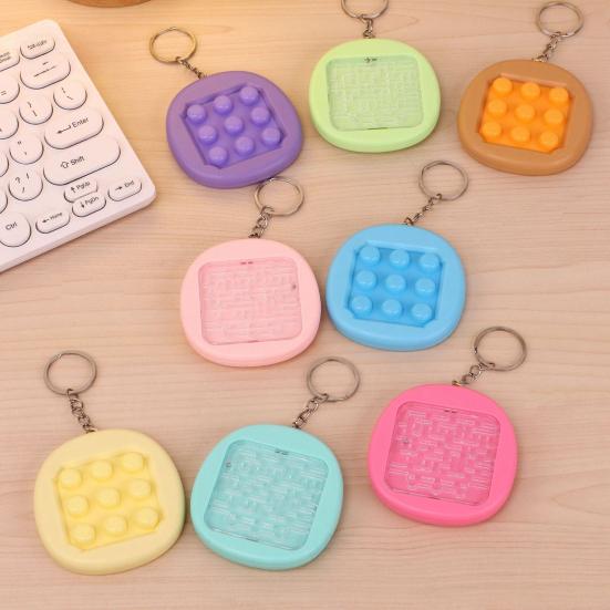 Keychain Pendant Vibrant Color Two-in-One Decompression Toy Maze Double Bubble Squeezing Gameplay Stress Relief Keychain