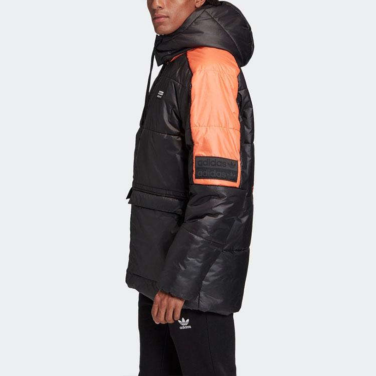 adidas Originale RYV. Gepolsterte mittellange Kapuzenjacke Normale Passform Warm gefüttert Colorblock Schwarz Herren GC8687