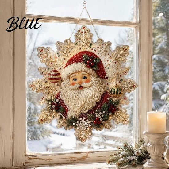 Double Sided Printed Double-sided 2D Pendant with Christmas Acrylic Holiday Decor Metal Chain Snowflake Indoor