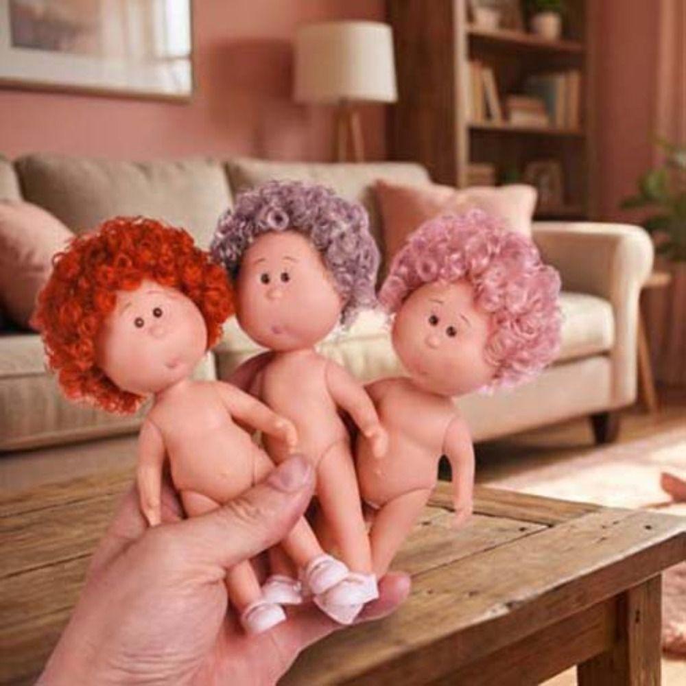 Curly Hair Mia Potato Dolls Dress Up Action Figure Body 14cm Bean Eye Vinyl Doll  Children Gift