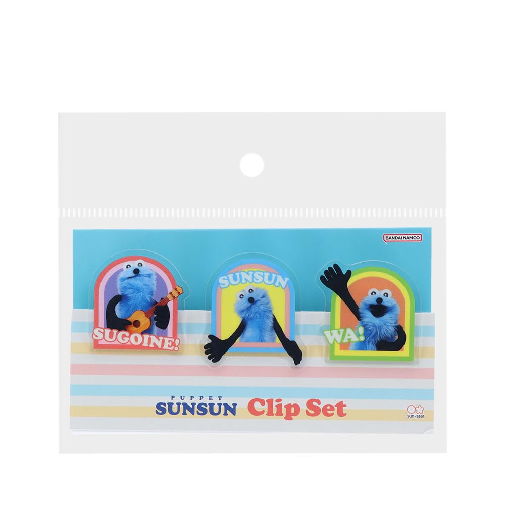 Stationery Puppet Goods Set of S3626393 Sun-Star Sun-Sun Clips, 3, Acrylic, Sun-Sun,