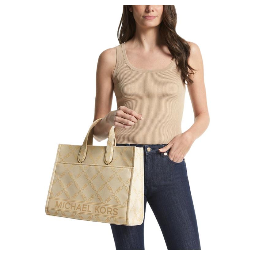 MICHAEL KORS Fabric Portable Crossbody Tote Large Women's Ecru & Gold 30S3G3GT3I-750