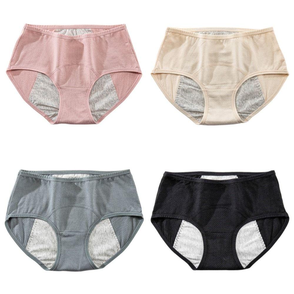 Simple Cotton Menstrual Panties Middle Waist 3 Layer Waterproof Period Briefs Soft High Elastic Physiological Pants Daily Sports