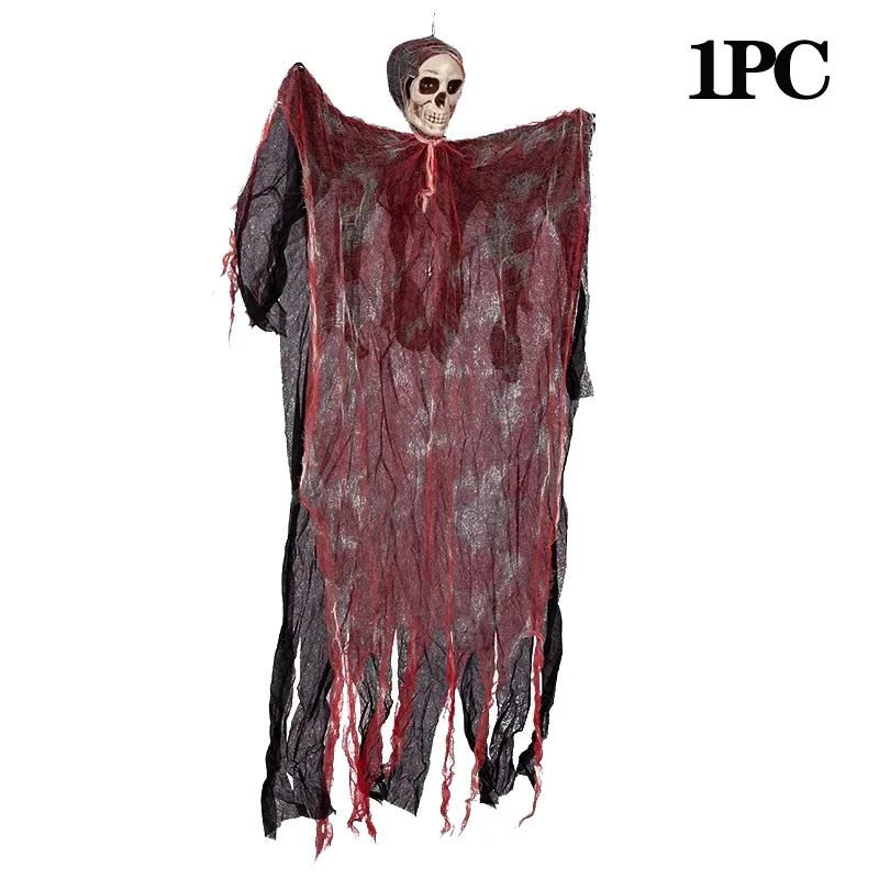 

1-10PCS Halloween Hanging Decoration Grim Reaper Ghost Skull Skeleton Prop for Haunted House Garden Bar Scary Party Decor Use As Shown
