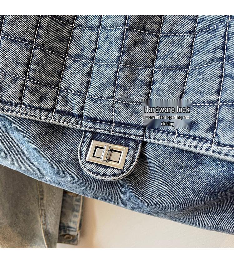 Geantă Tote de Umăr cu Lanț din Denim de Capacitate Mare pentru Femei, Geantă de Mână de Navetă High-End 2025