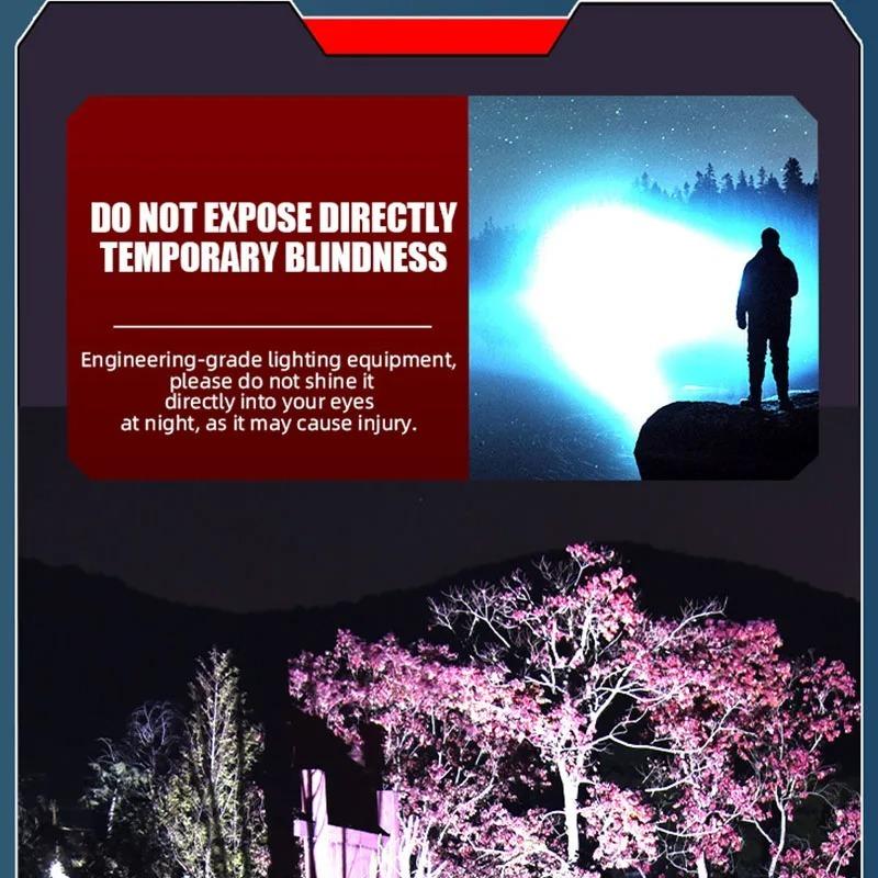 5 Modes USB Rechargeable LED Flashlight Powerful Zoom Torch with COB Side Lights Outdoor Emergency Lantern Camping Portable Lamp