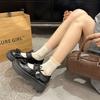 Fashion 2025 New Women's Mary Jane High Heels Round Toe Bow Tie Med Heel Outdoor Casual Sweet Platform Pumps Comfortable & Stylish