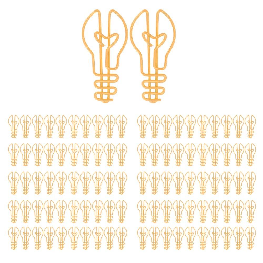 

100pcs Plastic-coated Metal Bulb Shape Paper Clips Yellow/Pink Office Paper Clips Office Supplies жовтий