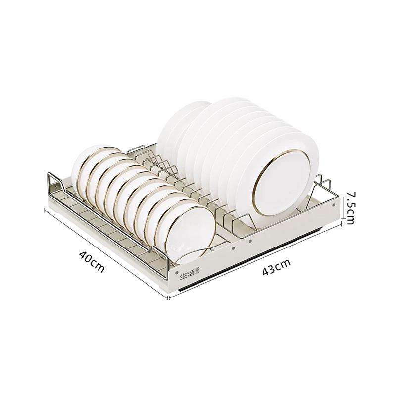 Stainless Steel Pull-Out Dish & Bowl Storage Rack for Kitchen Cabinets