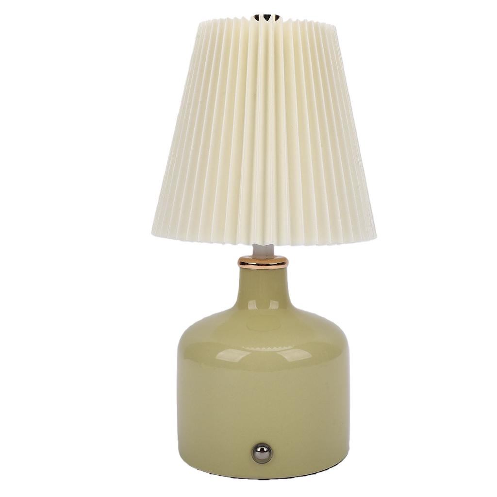 Pleated Desk Lamp Rechargeable Vintage Night Light for Bedside Table Nightstand 3 Color Temperatures