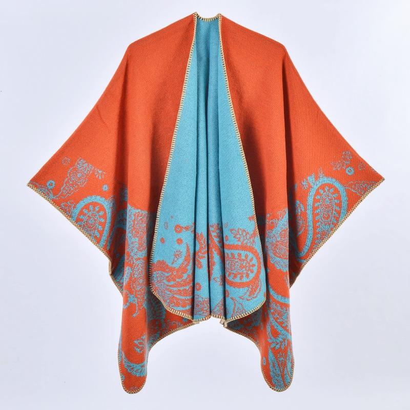 

Новый шарф женский ретро придворный стиль цветок кешью утолщенный теплый большая шаль накидка 130x150cm