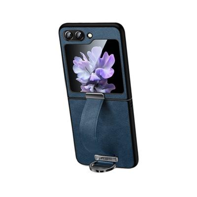 Suitable for Samsung Zflip6 Mobile Phone Case 5 Generation Folding Samsung Anti-fall W23 Ring Wristband Stand 4 Generation Leather Case
