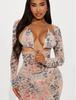 Women's Swimsuit Long Sleeve Tie Dye Three Piece Sexy Halter Neck Bikini Split Suit Beach Wear