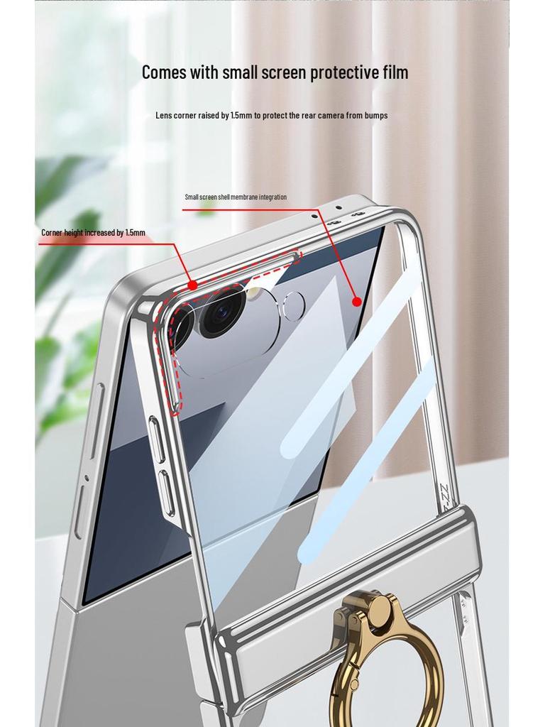 Samsung Z Flip7 Clear Folding Case - Full Coverage, Anti-Fall Protection