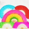 Multicolors Chinese Short Bellydance Fan 17/20cm Half Circle Silk Veil Pairs Bamboo Fans