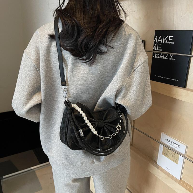 Summer Hot Sale Niche Design Bow Underarm Small Bag Women's Casual Texture Shoulder Messenger Bag