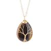 Natural Crystal Water Drop Necklace Pendant Female Leaf Diy Tree Of Life Alloy Woven Jewelry Accessories N749