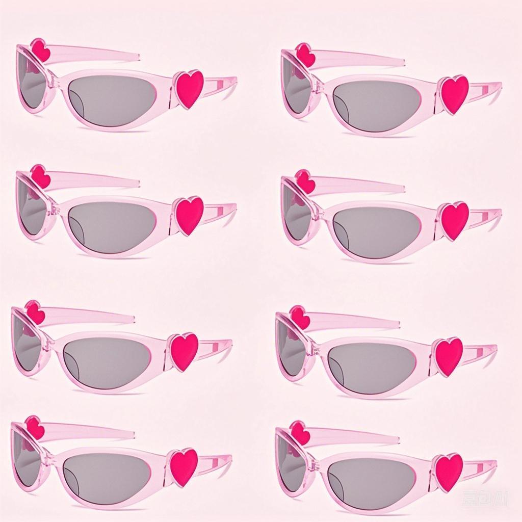 8pcs Heart Style Sunglasses Women Men Y2K Trendy Wrap Around Sports Sun Glasses Goggles Sun Glass Shades Eyewear UV400