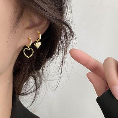 Gold Color Love Heart Asymmetric Earrings for Women