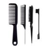 4Pcs Detangling Brush Set Edges Brush Teasing Brush Hair Styling Comb Metal Pin Ratted Tail Combs Wide Tooth Comb