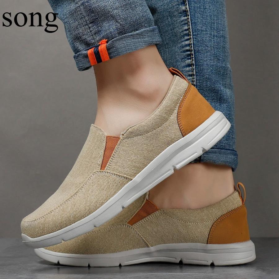 

2025 new Men Shoes Summer Canvas Shoes Breathable Comfortable Outdoor Slip On Walking Sneakers Classic Loafers For Men sneakers 44 чорний