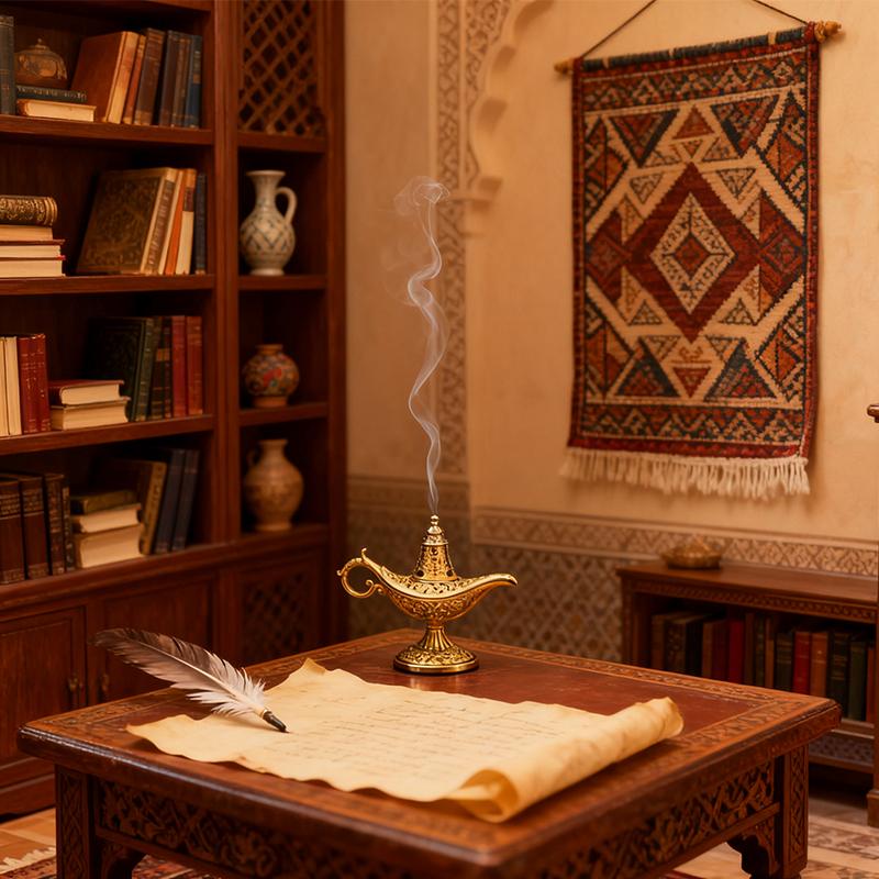 1 Stück Aladdin-Lampe Form Heimdeko Räuchergefäß Zuhause Aufwendiges Blumendesign Weihnachtsgeschenke