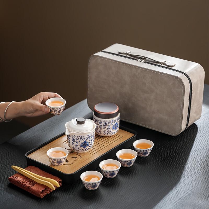 Yipan Mutton Fat Jade Ceramic Travel Tea Set