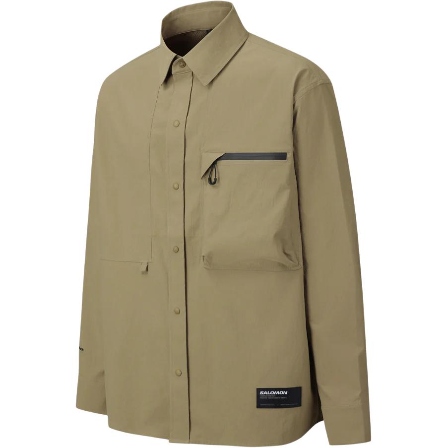 Salomon Logo Polo Shirt With Single Row Buttons Loose Fit Long Sleeve Men shirts C29954