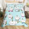 Unicorn Cat Duvet Cover Set Queen,Rainbow Unicorn Bedding Set,Girls Cartoon Magical Animal Sweet Icecream Comforter Cover