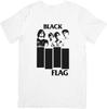 Black Flag Music Fit for Men Women Quality Cotton T-Shirt White.