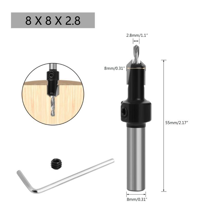 652F 8/10mm Round Shank Countersink Drill Bit High Speed Steel Milling Cutter Metal Hole Cutter Woodworking Drilling Tools