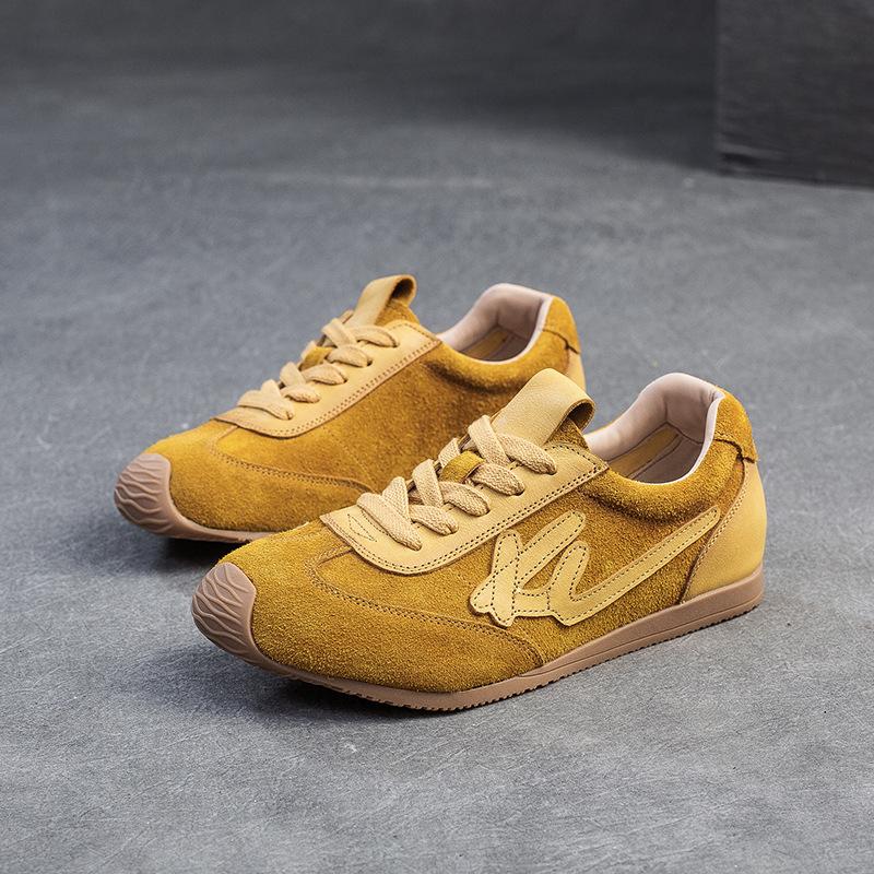 Johnature Genuine Leather Sneakers Casual Sports Shoes Soft Soled Comfortable Retro Women's Flat Shoes