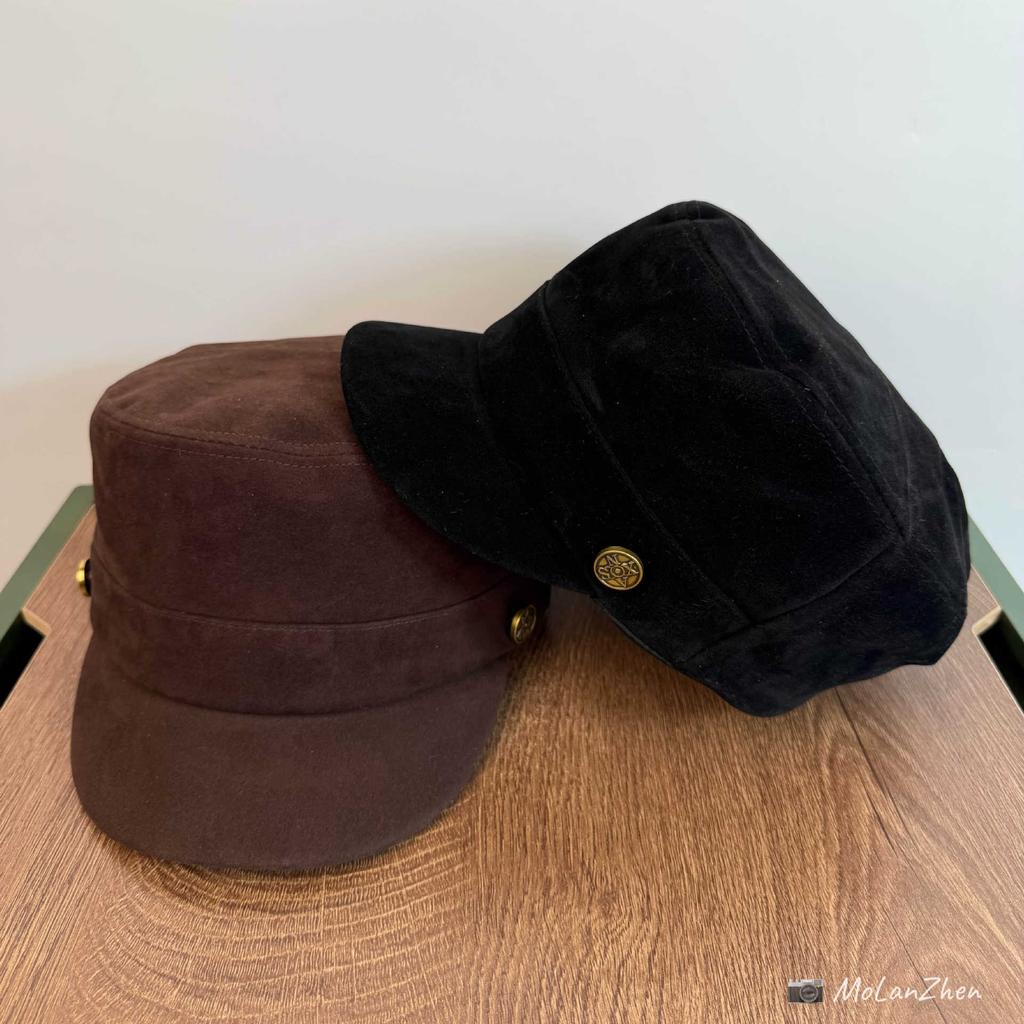 Korean suede velvet flat-top equestrian hat autumn and winter temperament retro cap literary and versatile British style newsboy hat