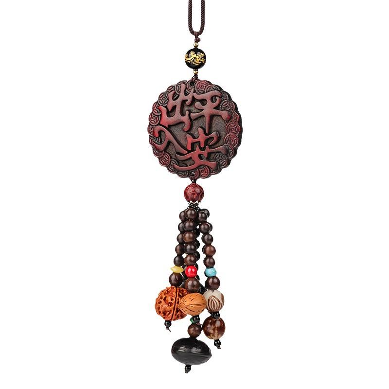 Mahogany Car Rearview Mirror Pendant: High-End Decorative Ornament for Men and Women