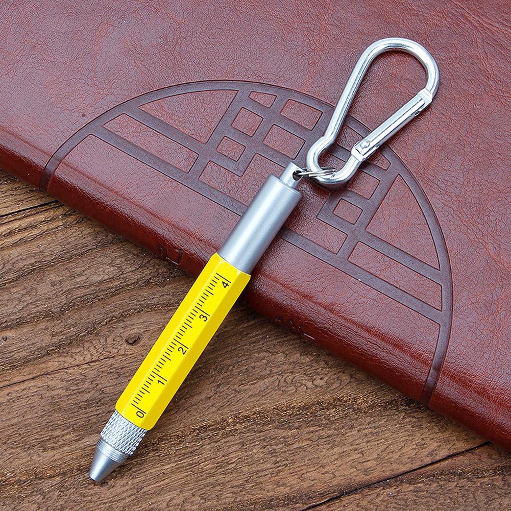 Multifunction Tool Pen Six-in-One Metal Pen Screwdriver Hexagonal Touch Screen Carabiner Small Scale Ballpoint Pen