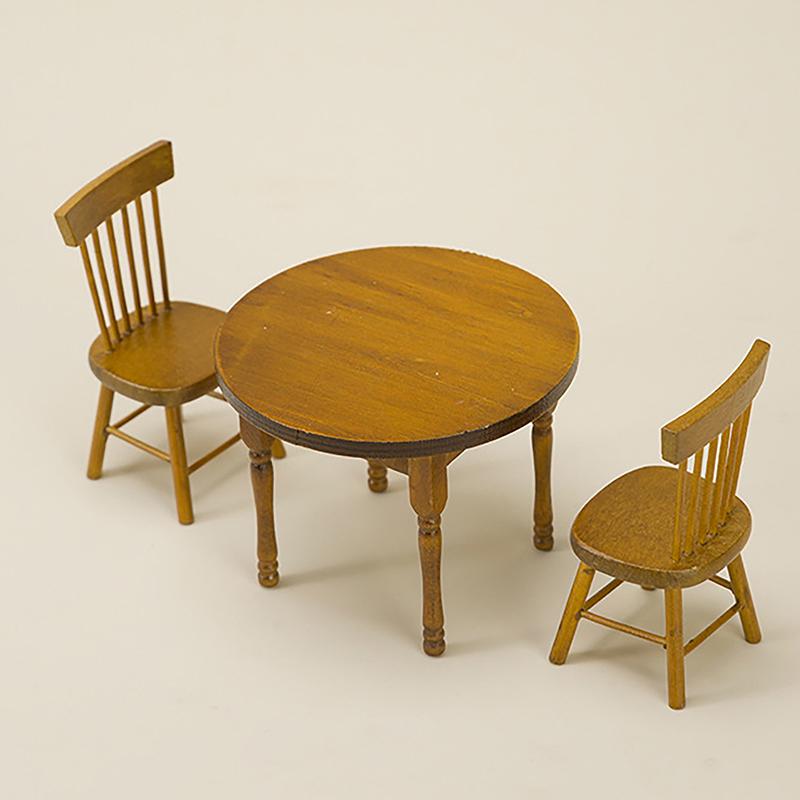 Décoration de maison de poupée mini table ronde et ensemble de chaises meubles scène modèle accessoires photo