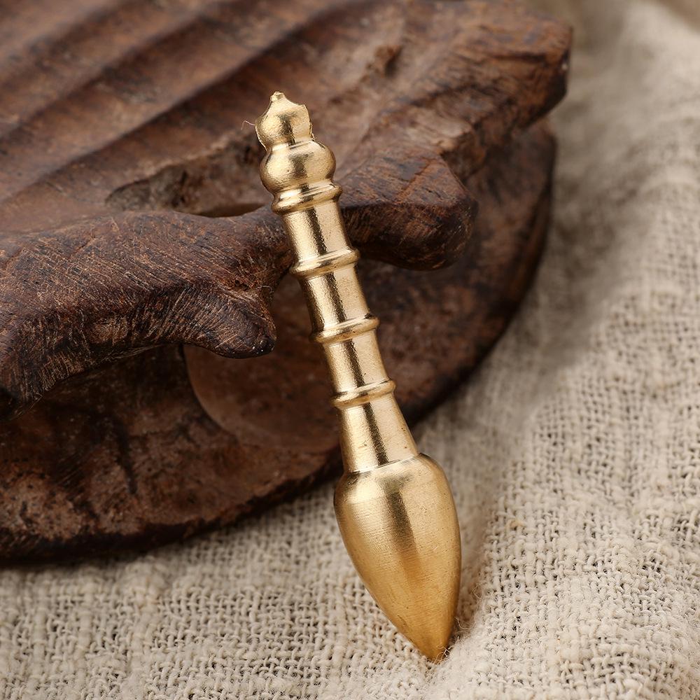 Solid Brass Gold Wenchang Pen Pendant - Jinbang Bronze Key Accessory Without Small Ring